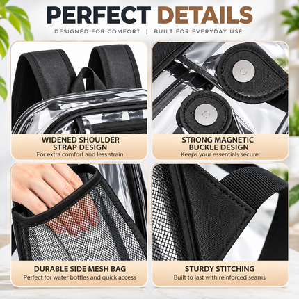 Transparent Backpack with Multiple Pockets for School Travel