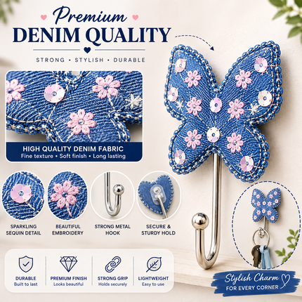 Cute Decorative Wall Hooks Pack of 2 (Butterfly)