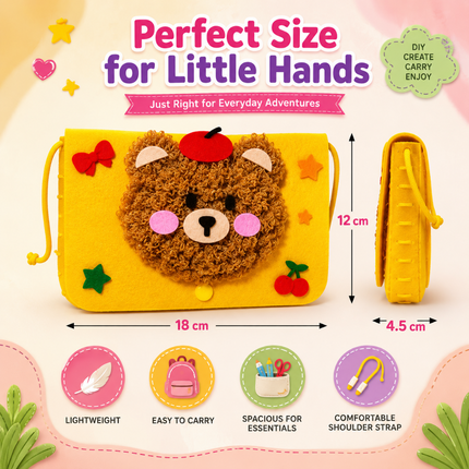 Handmade DIY Felt Shoulder Bag Craft Kit for Kids(Yellow)