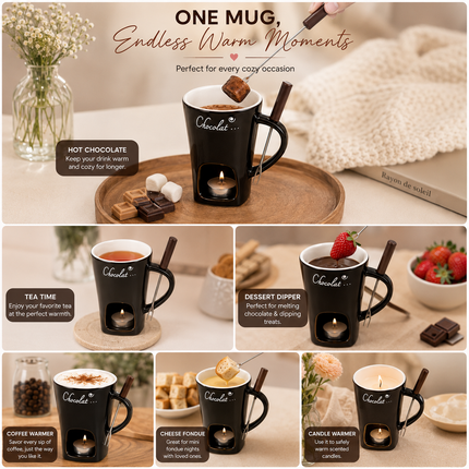 Chocolate Fondue Mug for Desserts & Drinks (Brown)
