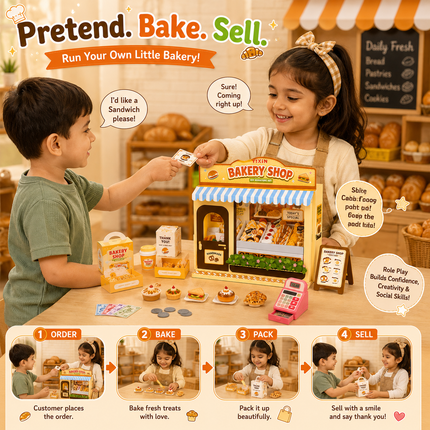 Mini DIY Pretend Play Shop Kit for Kids (Yellow)