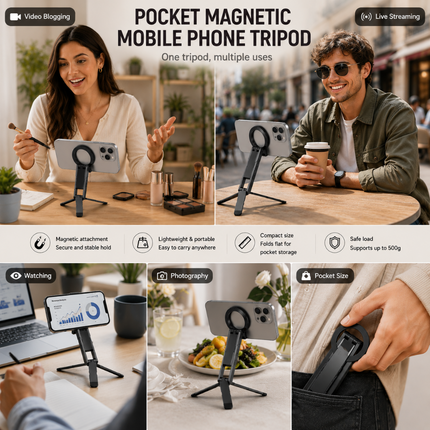 Coslifestore Magnetic Foldable Mobile Phone Tripod Stand