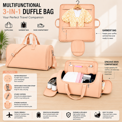 Premium Travel Duffel Bag(Peach)