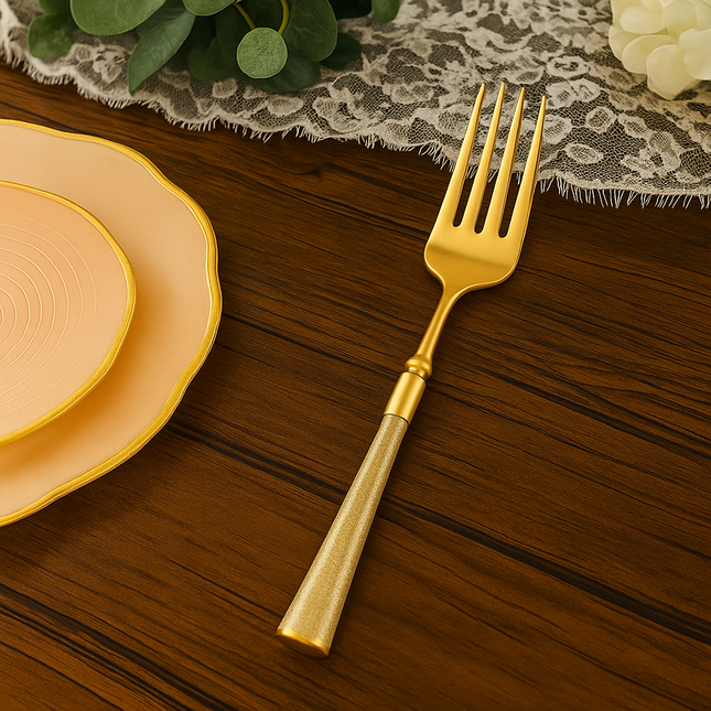 Coslifestore Eco-Friendly Biodegradable Acrylic Gold Cutlery â 12 Piece Premium Reusable Flatware 