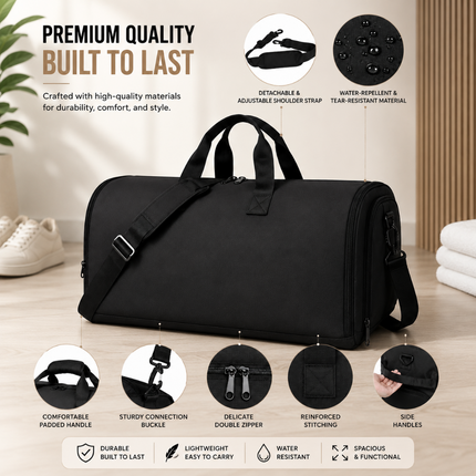 Premium Travel Duffel Bag (Black)