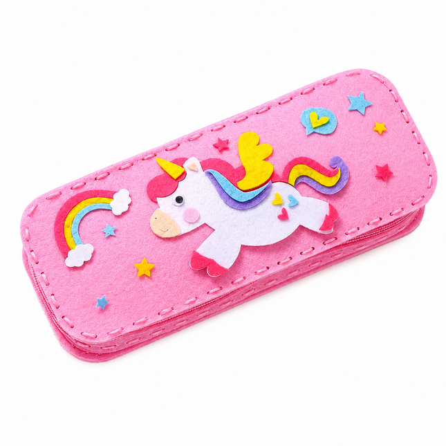 DIY Felt Pencil Case Sewing Kit for Kids with Zipper (Unicorn)