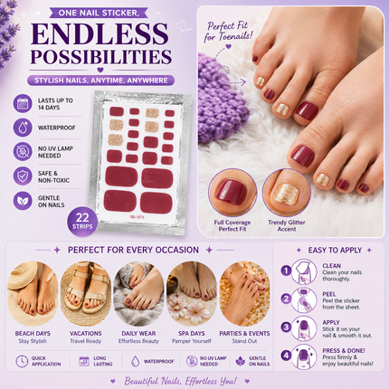 Nail Stickers Combo for Hands & Toes, Pack of 12 Sheets (Design-01)