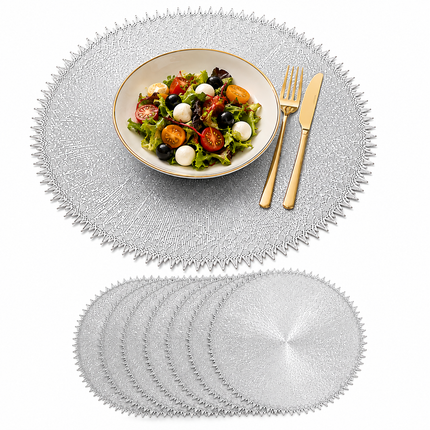 Table Mats Pack of 6 for Dining & Home Decor (Silver)