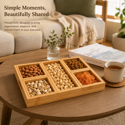 Elegant Bamboo Dry Fruit Storage & Serving Tray (Model B)