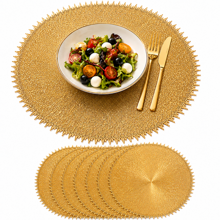 Table Mats Pack of 6 for Dining & Home Decor (Golden)