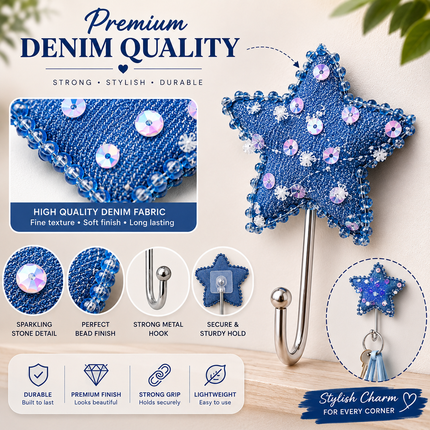 Cute Decorative Wall Hooks Pack of 2 (Star)