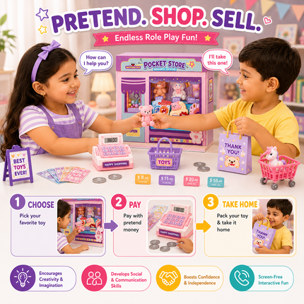 Mini DIY Pretend Play Shop Kit for Kids (Purple)