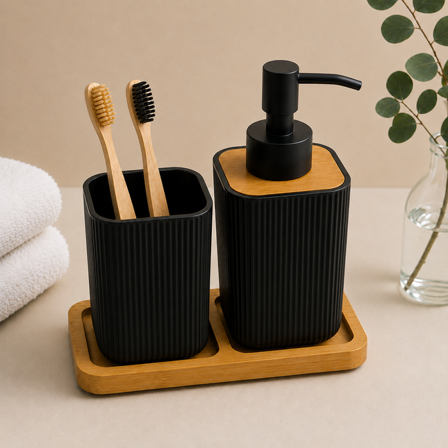Bathroom Countertop Accessories Set (Black)