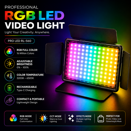RGB LED Video Light for Photography & Videography