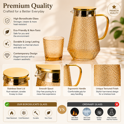 Premium Glass Jug and Glass Set Pack of 7(Model D)