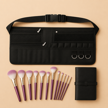 Combo of 14 Makeup Brushes and Makeup Artist Touch up belt