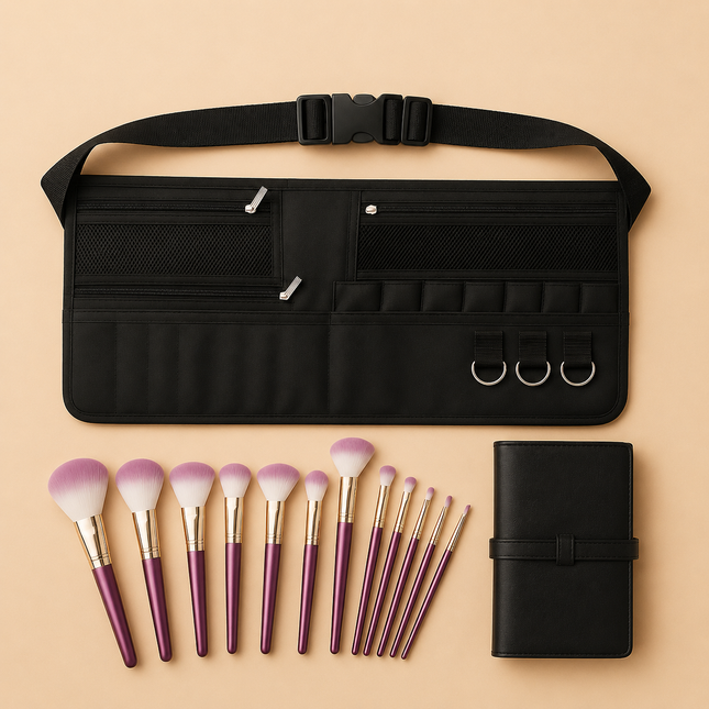 Combo of 14 Makeup Brushes and Makeup Artist Touch up belt
