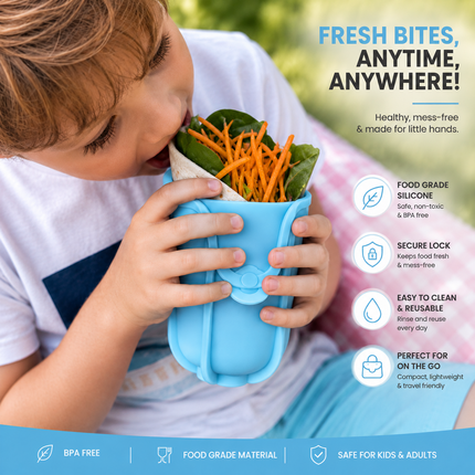 Food Silicone Wrap Holder Portable Reusable Food Container(Blue)
