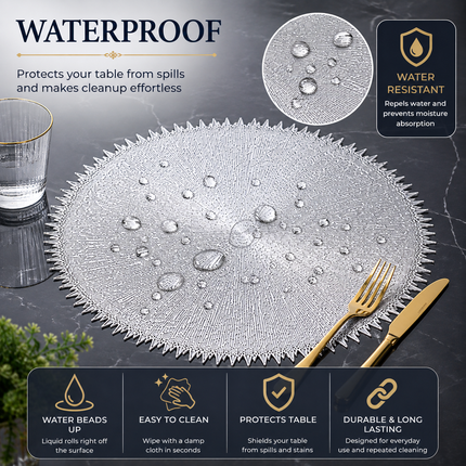 Table Mats Pack of 6 for Dining & Home Decor (Silver)