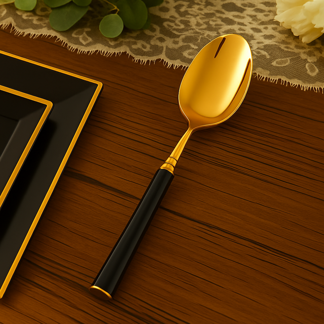 Coslifestore Eco-Friendly Biodegradable Acrylic Gold Cutlery â 12 Piece Premium Reusable Flatware 