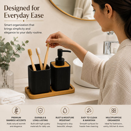 Bathroom Countertop Accessories Set (Black)