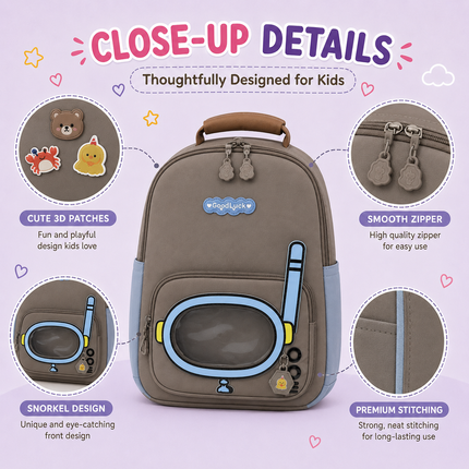 Kids School Backpack with Matching Sling Bag(Brown)