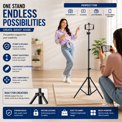 Adjustable Tripod Stand for Mobile Phone & Ring Light