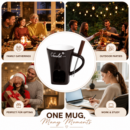 Chocolate Fondue Mug for Desserts & Drinks (Brown)