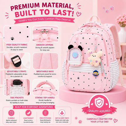 Coslifestore Cute Polka Dot Backpack for Girls, Teens & Women(Pink)