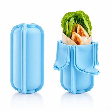 Food Silicone Wrap Holder Portable Reusable Food Container(Blue)