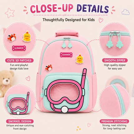 Kids School Backpack with Matching Sling Bag(Pink)