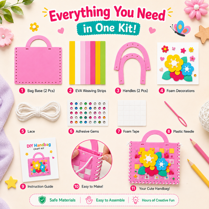 DIY Handbag Craft Kit for Kids(Pink)