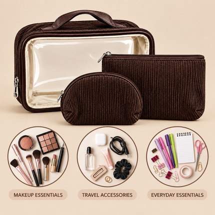 Multipurpose Cosmetic Pouch (Dark brown)