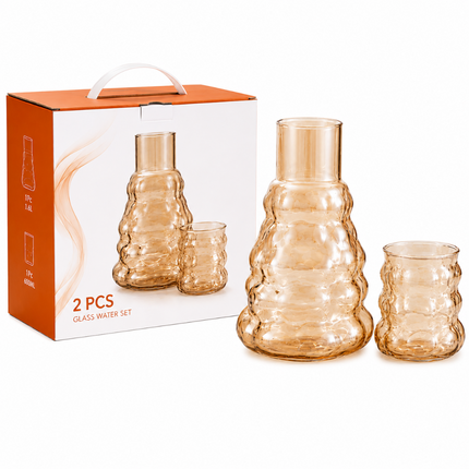 Premium Amber Glass Jug & Tumbler Set