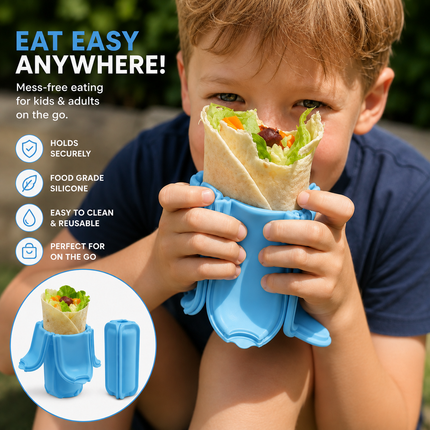 Food Silicone Wrap Holder Portable Reusable Food Container(Blue)