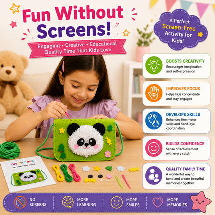 Handmade DIY Felt Shoulder Bag Craft Kit for Kids(Green)