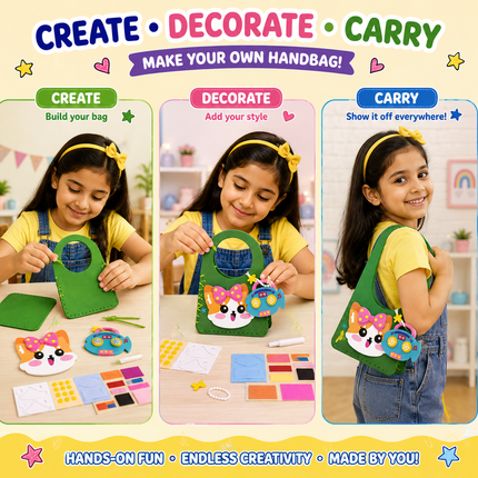 DIY Handbag Making Kit for Girls with 3D Stickers & Charms(Green)