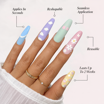Ready to use Acrylic gel nails-quirky cherry avocado and flower(P019-3)