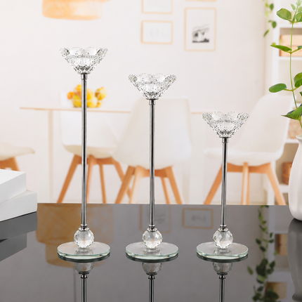 Coslifestore Premium Crystal Candle Holder Set of 3