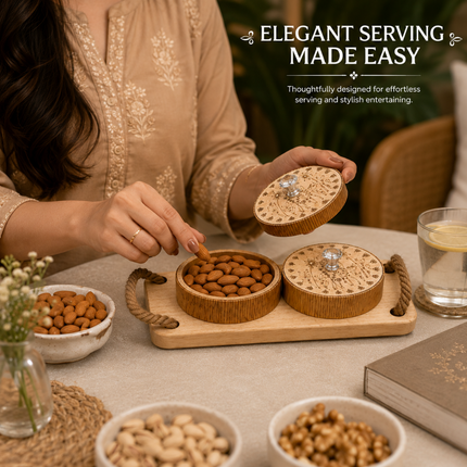 Premium Wooden Dry Fruit Box with Serving Tray(Model A)