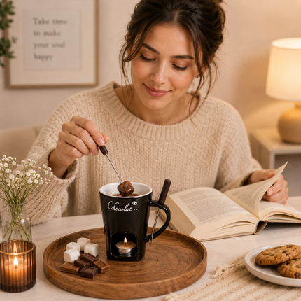 Chocolate Fondue Mug for Desserts & Drinks (Brown)