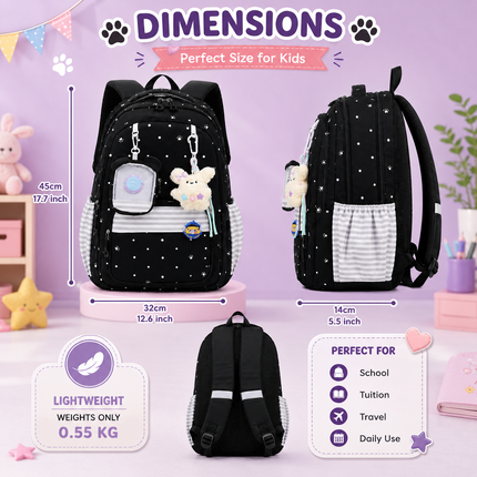Coslifestore Cute Polka Dot Backpack for Girls, Teens & Women (Black)