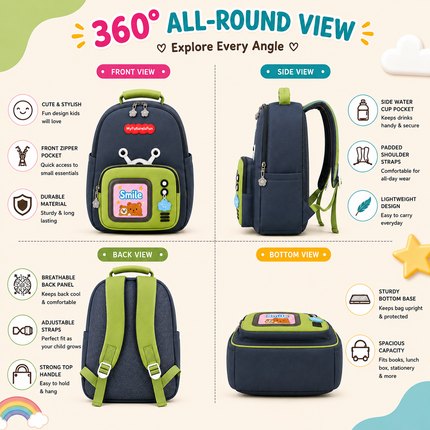Kids School Backpack with Matching Sling Bag(Grey)