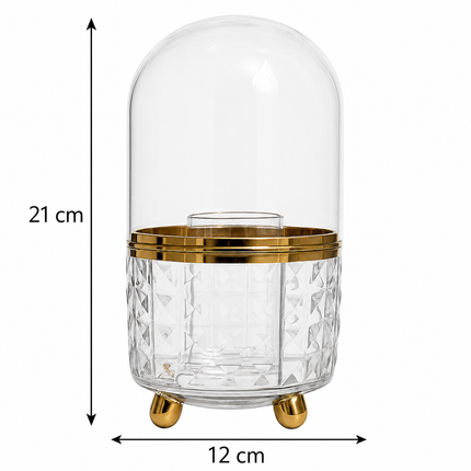 360° Rotating Makeup Organizer with Golden Base