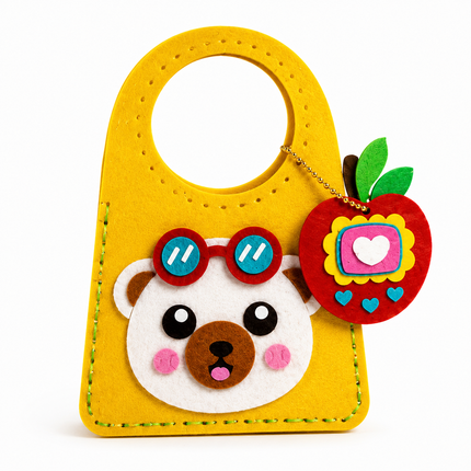 DIY Handbag Making Kit for Girls with 3D Stickers & Charms(Yellow)