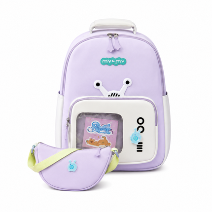 Kids School Backpack with Matching Sling Bag B (Lavender)