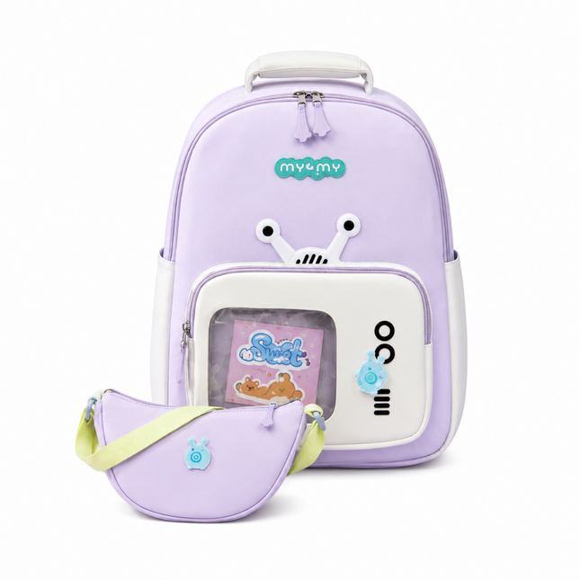 Kids School Backpack with Matching Sling Bag B (Lavender)