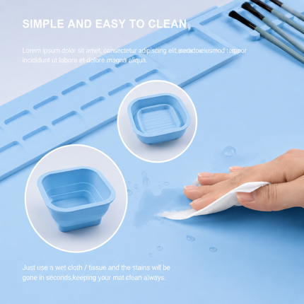 Silicone Painting Mat with Brush Cleaner, Holder & Paint Wells