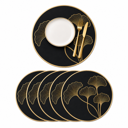 Table Mats Pack of 6 for Dining & Home Decor (Black)