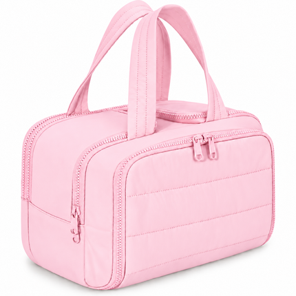 Premium Quilted 2-Side Opening Makeup & Travel Organizer Bag(Pink)